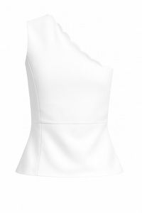 BLUSA UN HOMBRO TEXTURA BLANCA