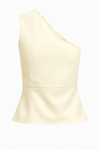 BLUSA UN HOMBRO TEXTURA BEIGE