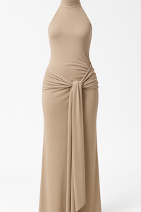 THE RIVER SAND DRESS - VESTIDO LARGO EFECTO LAZO HALTER ARENA