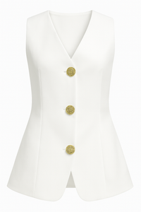 MAXI CHALECO BOTONES DORADOS BLANCO