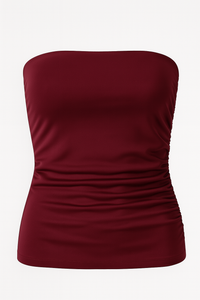 BLUSA MESH DRAPEADA STRAPLESS ROJA