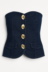 BLUSA DENIM STRAPLESS BOTONES DORADOS