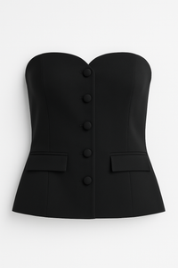 TOP STRAPLESS EFECTO SASTRE NEGRO