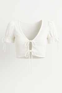 B PUFF SLEEVE CON CORDONES BLANCA 