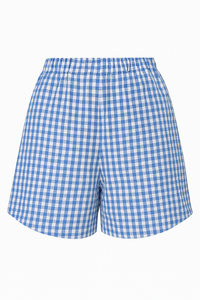 SHORTS ESTILO GLOBO DE CUADROS AZUL & BLANCO (SET)