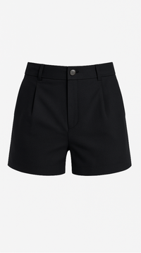 SHORT DE LINO CON PINZAS NEGRO