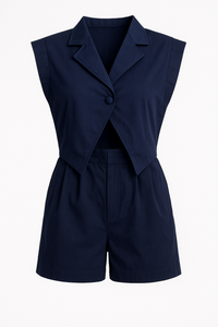 DENIM BLAZER ROMPER NAVY