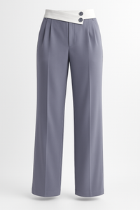 PANTALON PLISADO GRIS CON CINTURA ENTALLADA