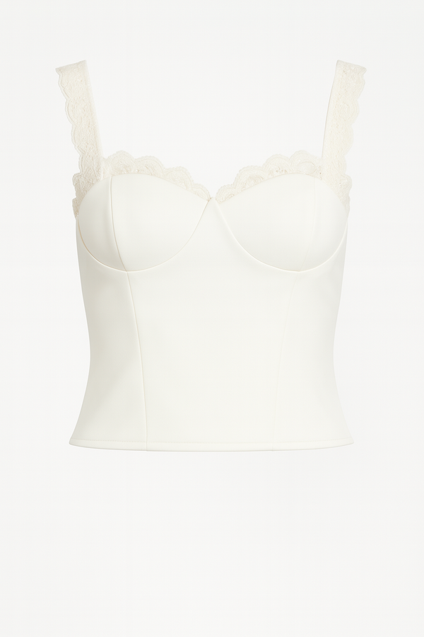 BLUSA CAMI BLANCA CON ENCAJE Y ESPALDA ABIERTA