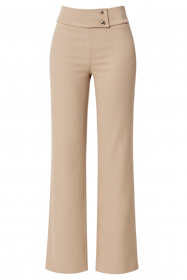 PANTALON TIRO ALTO CON PLIEGUE EN LA CINTURA TAUPE