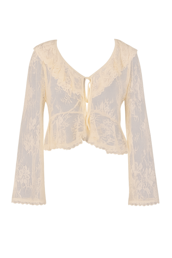 BLUSA DE ENCAJE CON VOLANTES