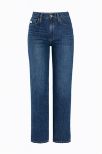 DENIM BLUE WASHED HIGH WAISTED JEANS