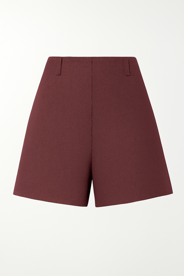 SHORT TIRO ALTO A CUADROS BURGUNDY