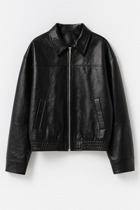 CHAMARRA DE CUERO OVERSIZED NEGRA