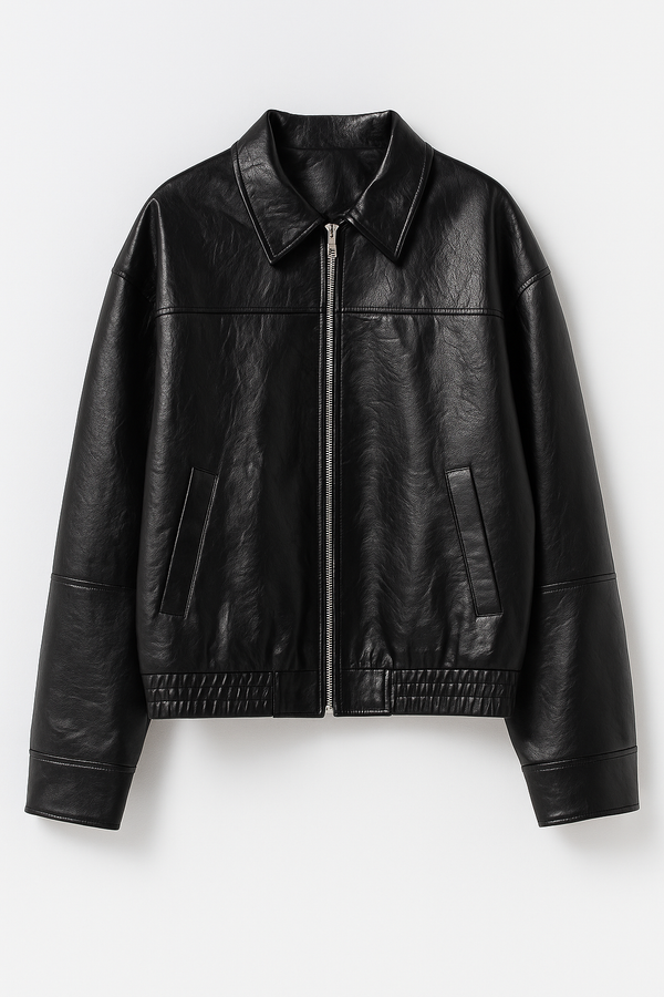 CHAMARRA DE CUERO OVERSIZED NEGRA