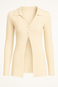 SUÉTER MANGA LARGA CON ABERTURA EN MEDIO CREMA