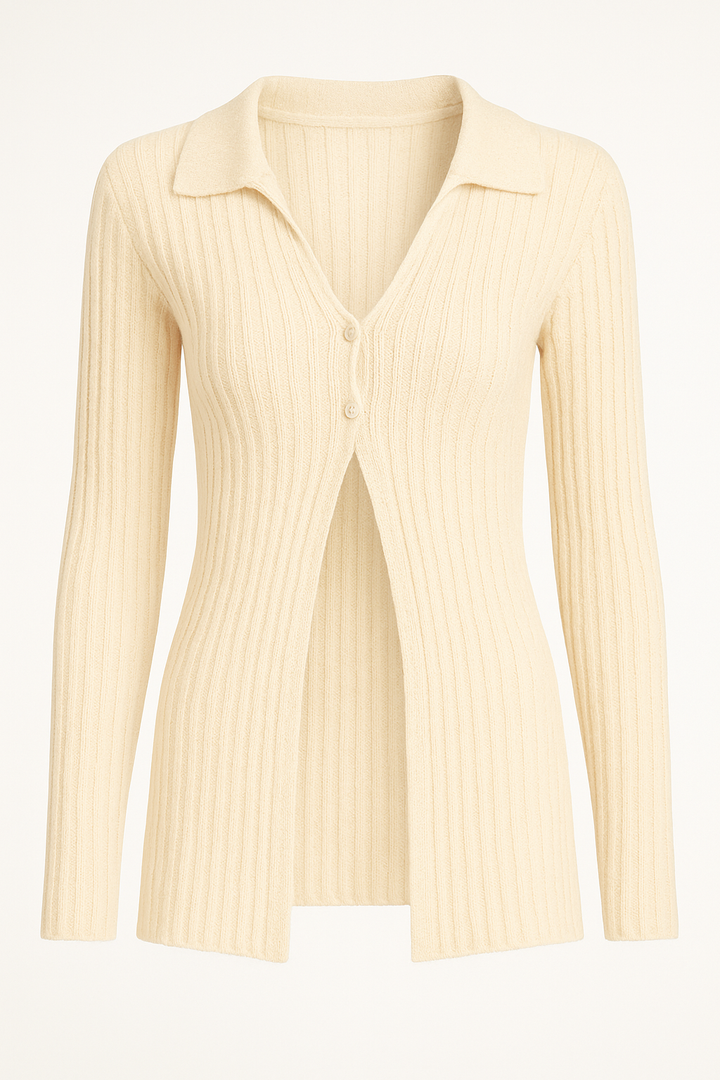 SUÉTER MANGA LARGA CON ABERTURA EN MEDIO CREMA