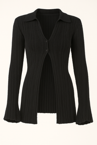 SUÉTER MANGA LARGA CON ABERTURA EN MEDIO NEGRO