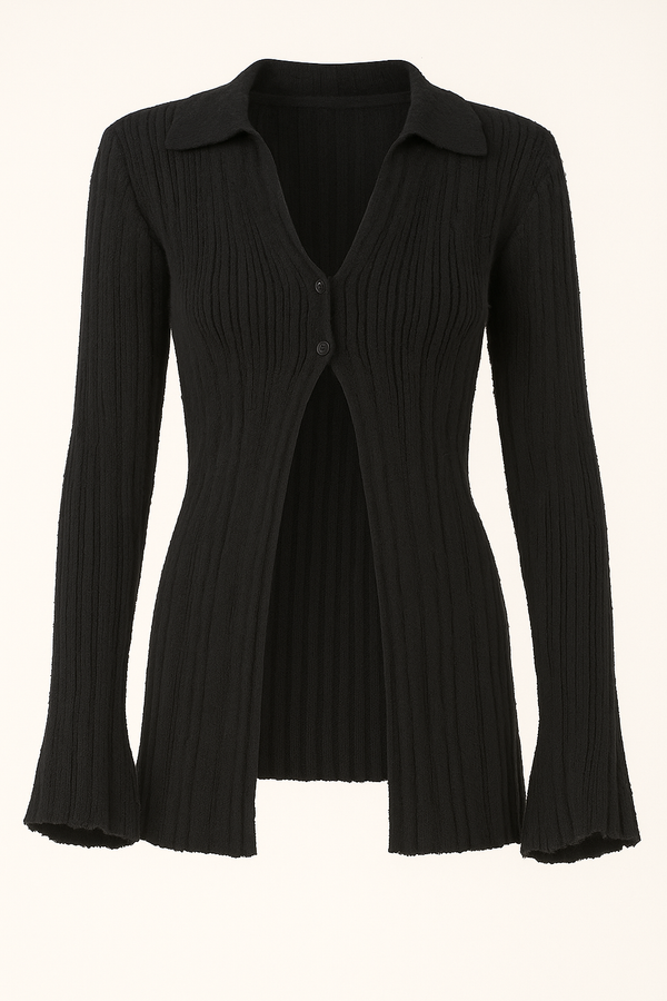 SUÉTER MANGA LARGA CON ABERTURA EN MEDIO NEGRO