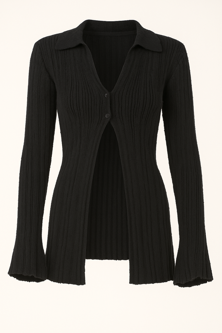 SUÉTER MANGA LARGA CON ABERTURA EN MEDIO NEGRO