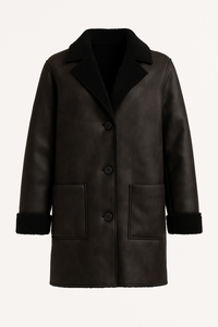 ABRIGO LARGO DE PIEL SINTÉTICO TICO CON PELUCHE POR DENTRO NEGRO