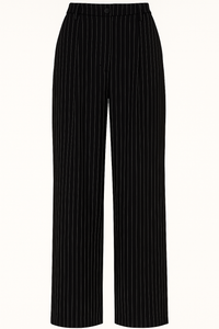 PANTALÓN RECTO RAYADO NEGR0