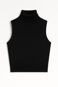 BLUSA CUELLO ALTO DE PUNTO NEGRO