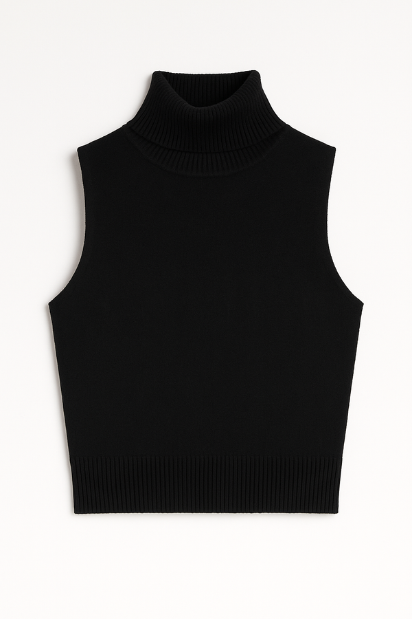 BLUSA CUELLO ALTO DE PUNTO NEGRO