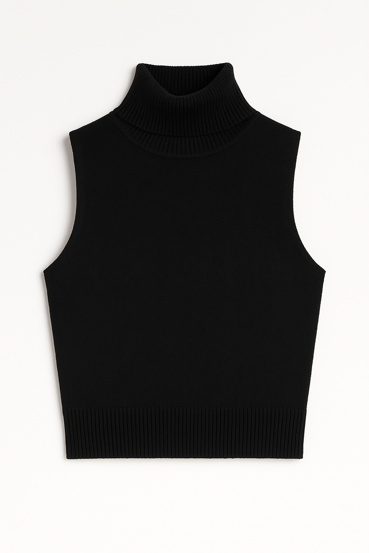 BLUSA CUELLO ALTO DE PUNTO NEGRO