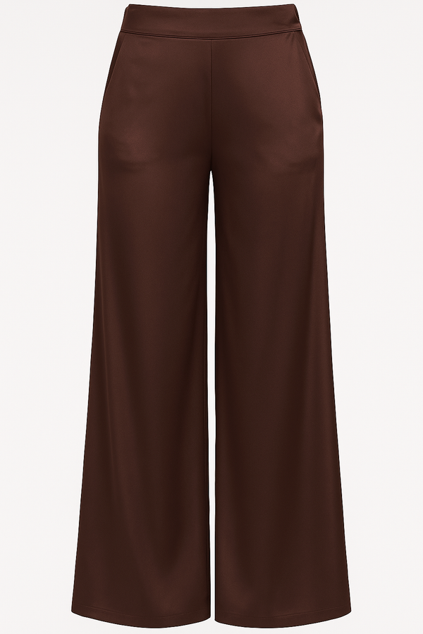 PANTALÓN DE SATEN RECTO DARK BROWN