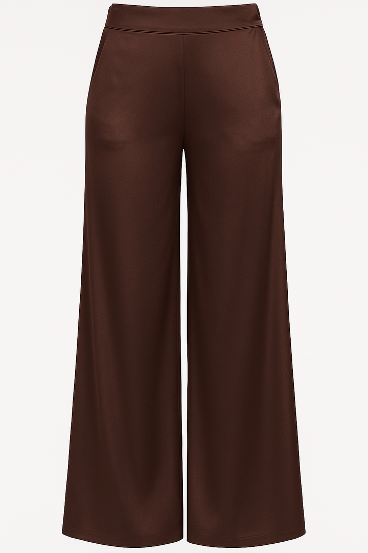 PANTALÓN DE SATEN RECTO DARK BROWN