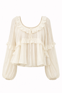 BLUSA BOHO CON OLANES BLANCA