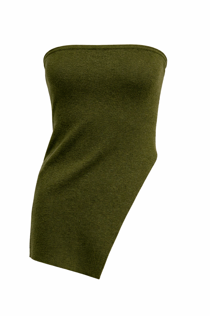 TOP STRAPLESS ASIMETRICO VERDE