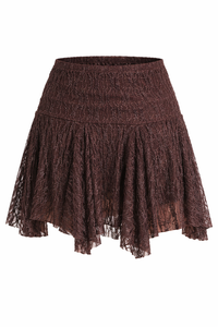 FALDA CORTA BOHO CAFE CHOCOLATE BRILLOSA