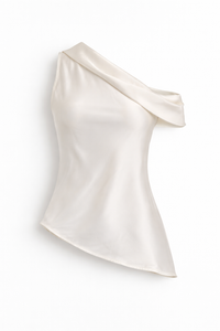 TOP SATIN ASIMETRICA IVORY