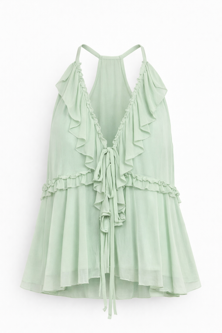 BLUSA HALTER BOHO SAGE
