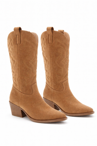 CAMEL SUEDE COWGIRL BOOTS