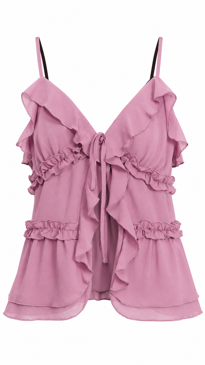 BLUSA HALTER BOHO ROSA