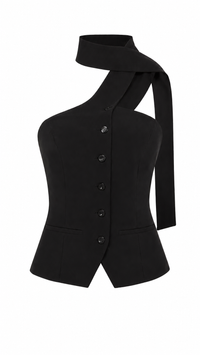 TOP CHALECO NEGRO CON BUFANDA