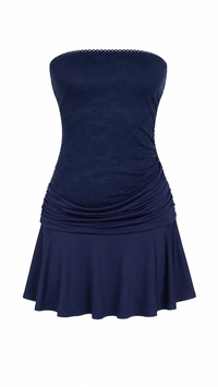 VESTIDO CORTO STRAPLESS CON DETALLE NAVY