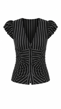 CAMISA MANGA CORTA NEGRA CON RAYAS