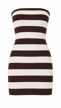 VESTIDO CORTO CON SHORT DE RAYAS CHOCOLATE