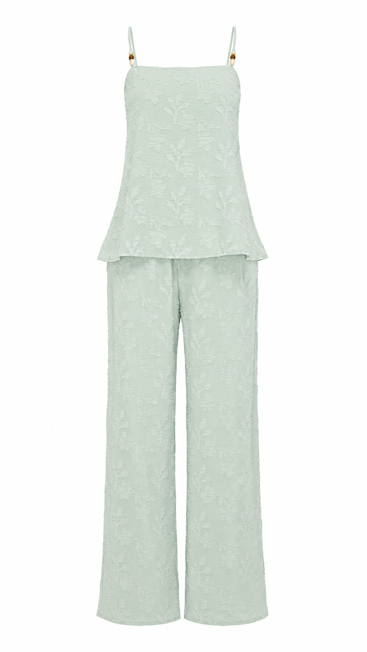 SET MENTA CON BORDADO