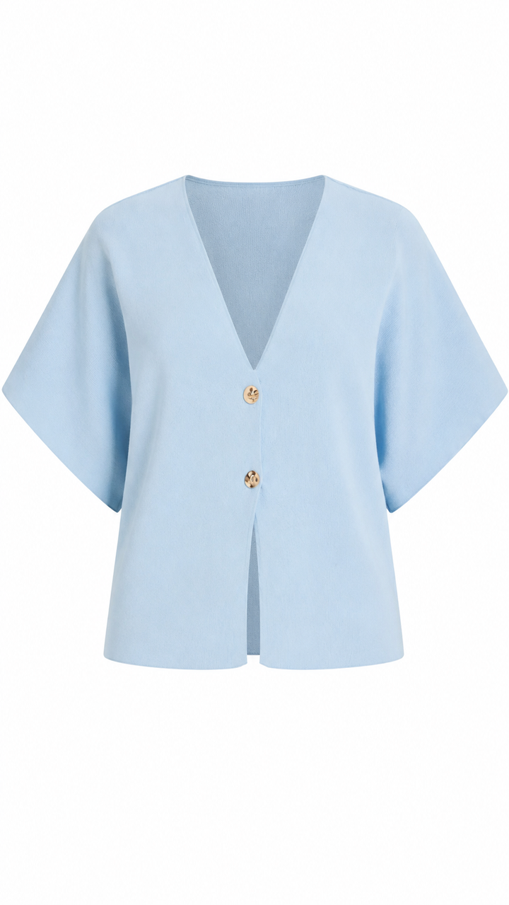 TOP KNIT AZUL CON BOTONES