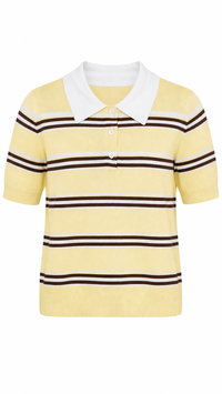 T-SHIRT STRIPPED CUELLO V AMARILLO