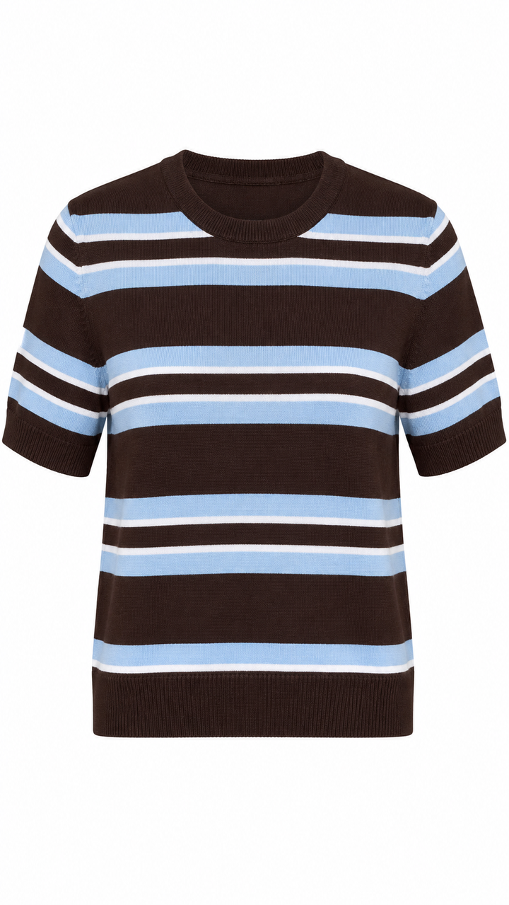 T-SHIRT STRIPPED KNIT CAFÉ
