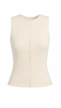 TOP RIB BOTONES SIN MANGA IVORY