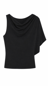BLUSA ASIMÉTRICA DRAPEADO NEGRO