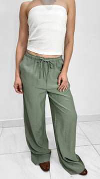 PANTALON FLOWY TIRO MEDIO AJUSTABLE VERDE