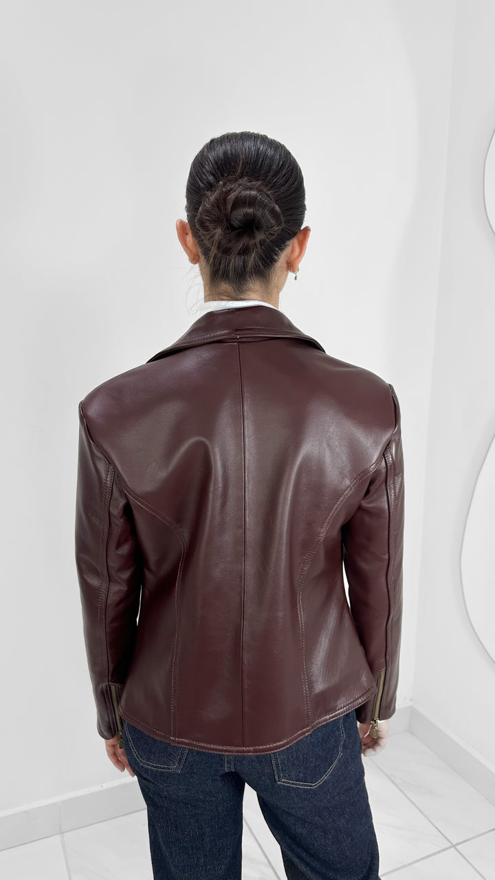 CHAMARRA DE PIEL GENUINA VINO